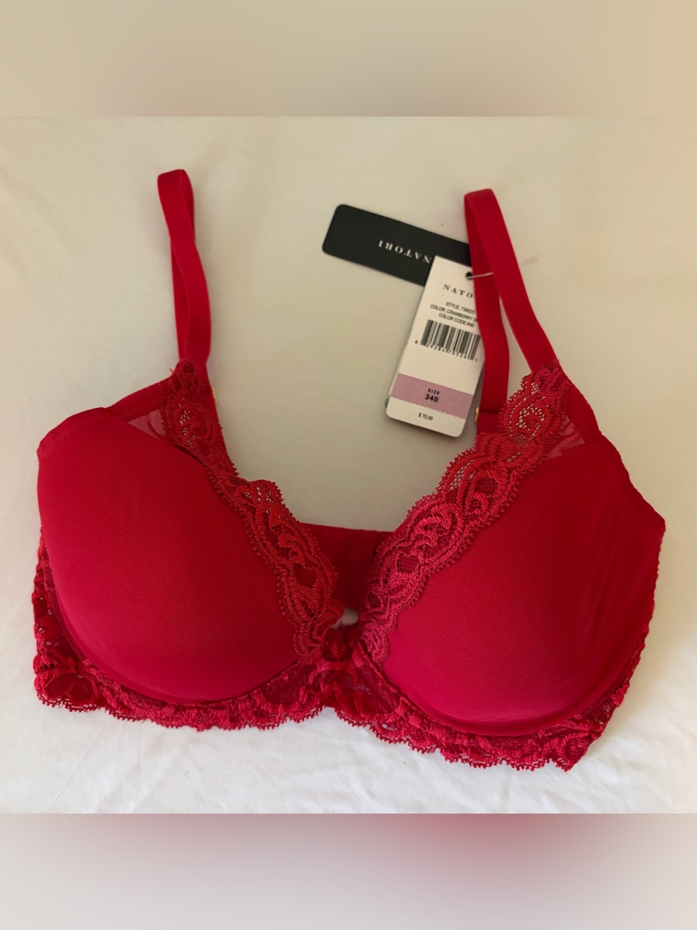 Natori Red Lace Molded Underwire Bra